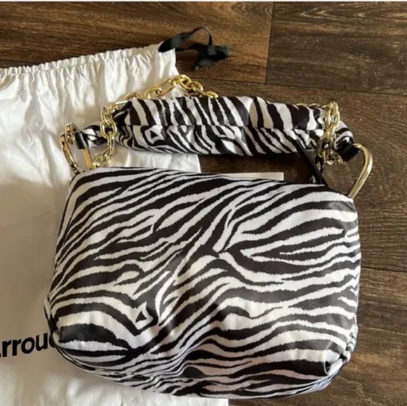 Larroude Lulu Satin Zebra Purse
